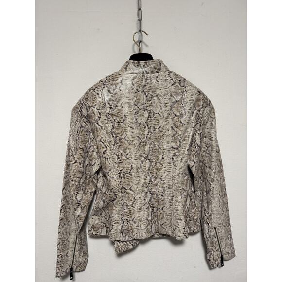 Vakko Jacket Womens Small Snakeskin Print 100% Leather Asymmetrical Moto Style - Picture 3 of 13